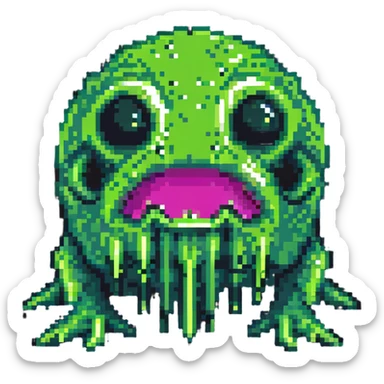 classic green blob slime monster sticker