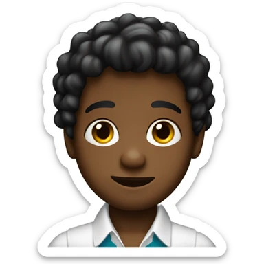 Un niño pelo negro, ojos marrones, traje marina. En la mano lleva un libro enrollado  sticker