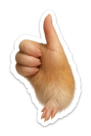 realistic hamster paw giving a thumbs up, isolated, suitable for Discord emote sticker