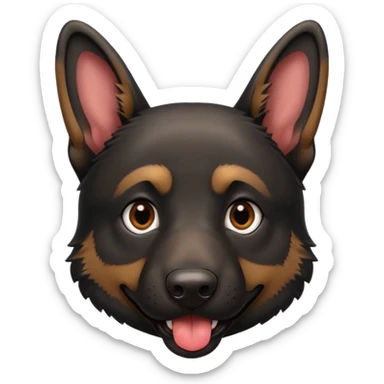 cartoon style dark German Shepherd dog with longer tongue hanging out  sticker