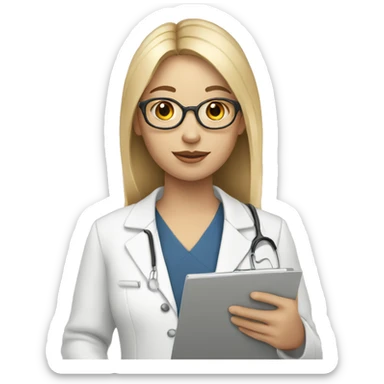 Therapist holding clipboard, very light skin sticker