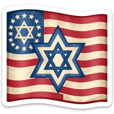 United States flag with a swastika symbol and star of david symbol on the flag sticker