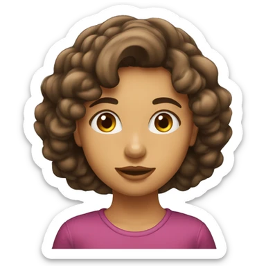 Menina com cabelo liso ondulado,castanho escuro, cabelo levemente de lado grande  sticker