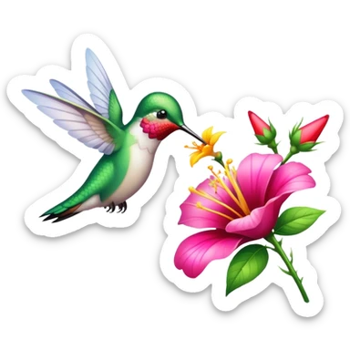 um lindo beija flor beijando uma linda flor sticker