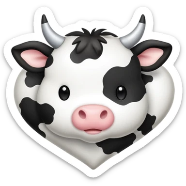 Cute heart with cow print pattern sticker