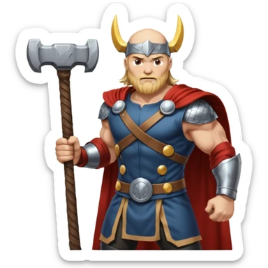 Bald Norse god Thor, with hammer and lightning  sticker