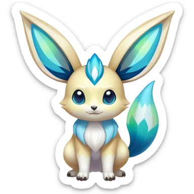 Colorful Iridescent Exotic Emolga-Aurorus-Glaceon-Fakémon-hybrid-creature (full body)  sticker