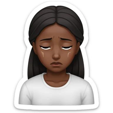black dark girl super sad crying eyes closed dark hair sticker