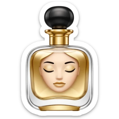 luxury perfume bottle in the style of iOS 18 Memoji, gold accents, glass texture, realistic highlights, premium feel, no text sticker
