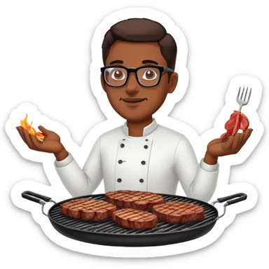 Muchacho guapo con lentes haciendo una carne asada  sticker