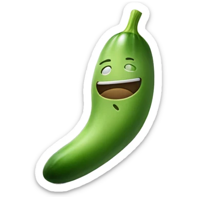 A smiley face with feet kicking up in the air behind it with cucumbers on the eyes sticker