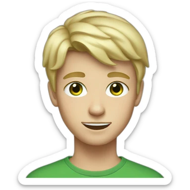 Blonde teen boy with medium short hair, green eyes sticker