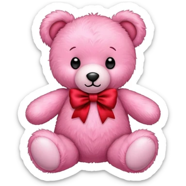 Pink teddy bear with bow sticker