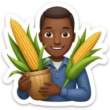 BLACK MAN HOLDING AN COOK CORN POT sticker