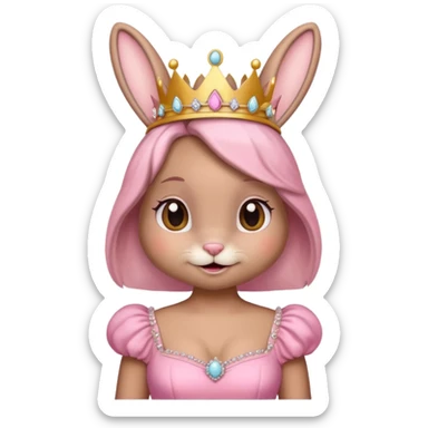 Bunny + tiara + pink dress + happy sticker