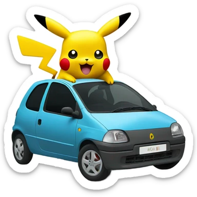 Pikachu in a twingo 1999 sticker