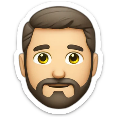 Hombre 40 años ojos verdes media barba canosa calvo nariz fina sticker