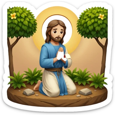 Jesus kneeling down praying in the garden of agony  sticker