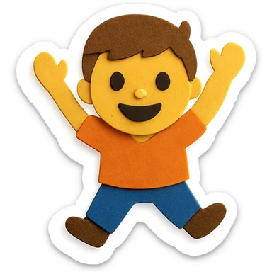 Segmia boy, cheerful pose, paper craft style sticker