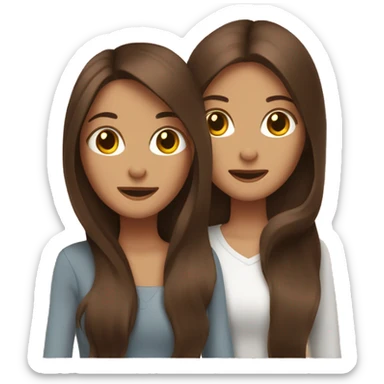 Two long hair brunettes keeping two brown cats in their hands sticker