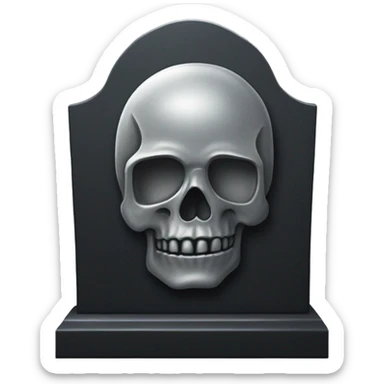 a black tombstone with the inscriptions in silver RIP and a silver heart sticker