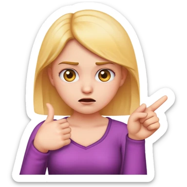 an girl emojis who looks both guilty and confused and pointing at their chest and not pointing at the air. because they were accused of some thing and are pretending it wasn’t them.  sticker