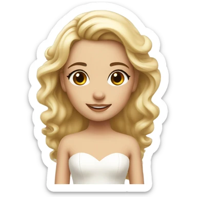 Beautiful finished blonde girl with from height cutest wedding dress sticker