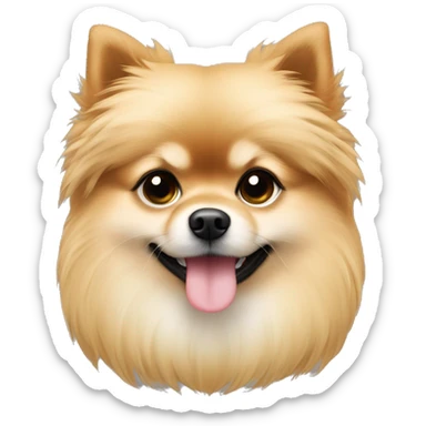 Hay una Chía rubia guapa con el pelo liso con volumen y ojos negros que tiene en brazos un pomeranian blanco y rojizo sticker