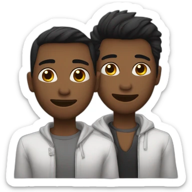 Couple gay mec asiat et mec noir sticker