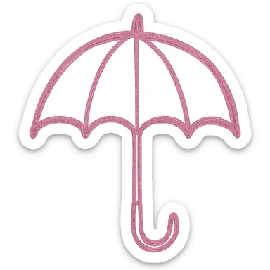 hand drawn outlined icon of a pink umbrella, no fill, thick lines sticker