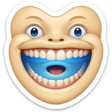 wide open mouth with blue light shining on the teeth sticker