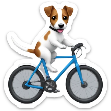 Jack Russell dog riding road bike sticker