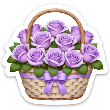 light purple roses and variant lilac flower in white basket sticker