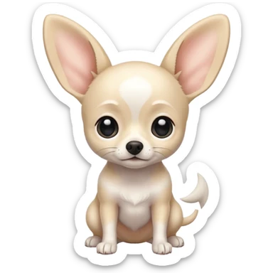 white Chihuahua with black dots. Big ears and big eyes. Full body sticker