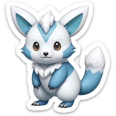 Shiny White Furry Snowy Ice-type Oshawott-Minccino-Zangoose-Hybrid (Full body) sticker