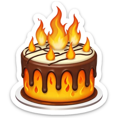 CAKE on fire sticker