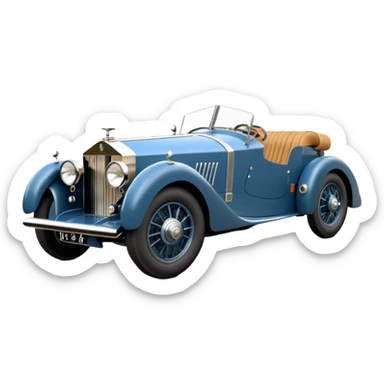  1949 luxury racing Mandalorian Rolls Royce lowered powerful 4 cylinder engined racing car featuring advanced rugged 4 wheel independent suspension, power steering, disc brakes and small leather covered steering wheel  sticker