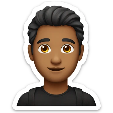 An brown beautiful Indian guy with middle part long hairs and black tshirt, beautiful eyes  sticker