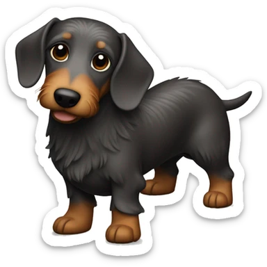 Very Wire haired wiener dog whole body dark color  sticker
