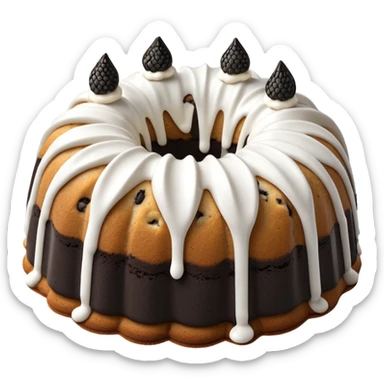 Cookies & cream Bundt cake with only white frosting stripes  sticker