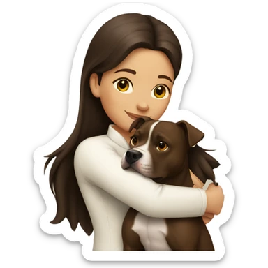 One brunette girl hugging pitbull  sticker