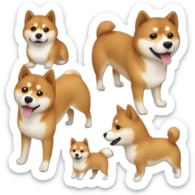 Cute Shiba-dog Accompanied by a middle age woman with brown and curly hair sticker