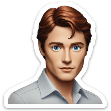 Alain Delon young programmer blue eyes short red hair sticker
