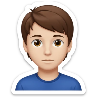 a teenage boy with brown hair and white skin with dark eyes sticker