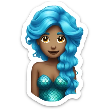 Blue hair mermaid sticker