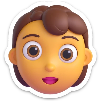 apple-style 3D emoji character with smooth skin, large expressive eyes, soft shadows, glossy plastic texture, bright pastel colors, fun cartoonish look, head centered, neutral background, resembling the face shape, hairstyle, and neutral expression of the person sticker