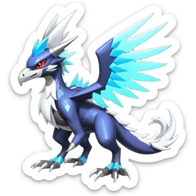 Futuristic Modern Shiny Metallic Alloy Cyber-Nargacuga-Noivern-Silvally-fusion (full body) sticker
