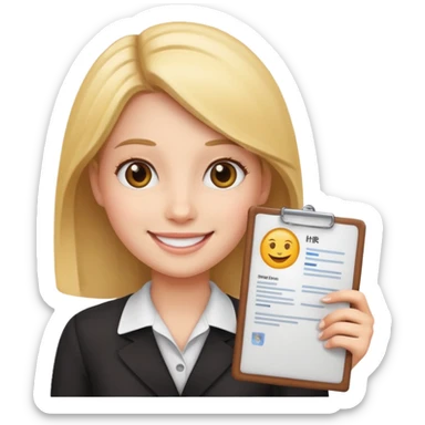 HR girl holding a resume emoji sticker