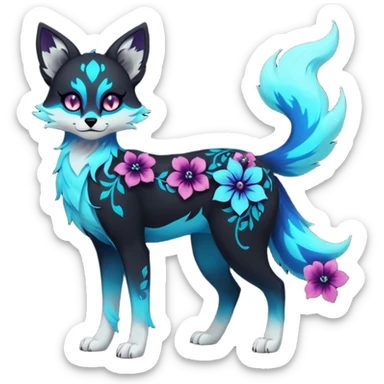 Multicolored gloomy glowing bioluminescent dark edgy gothic spooky cool badass pretty cool elegant realistic floral exotic Falvie-Fionbri-fursona, full body sticker