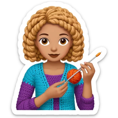 Mujer tejiendo crochet  sticker